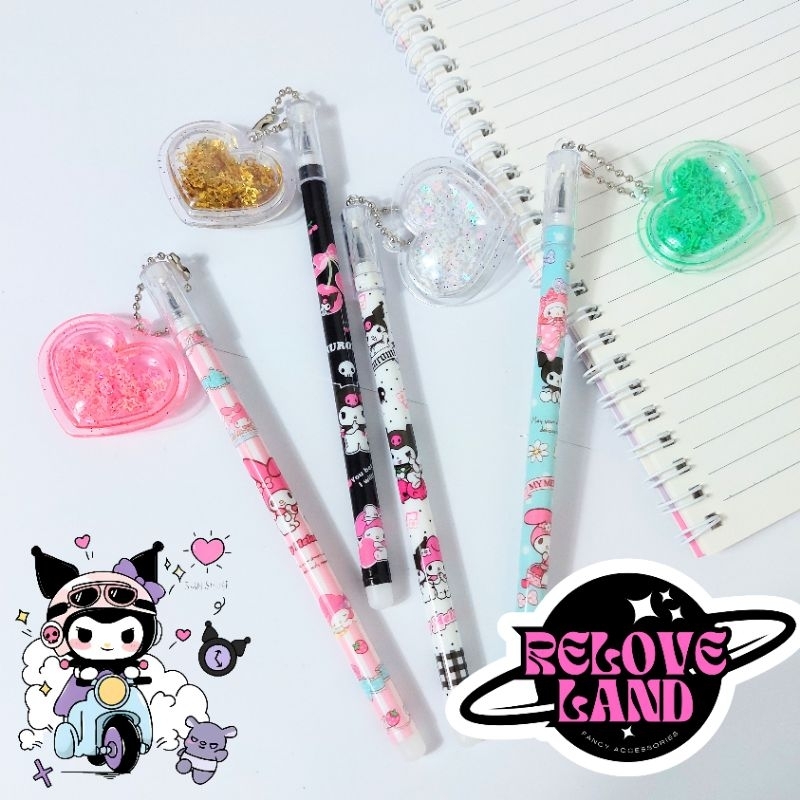 

pulpen pompom kuromi | pulpen sanrio | pulpen kuromi | kuromi pen | fancy pen