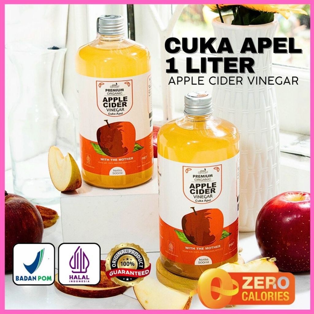

Suur Lemoen Cuka Apel Organik 1 Liter Halal BPOM With The Mother