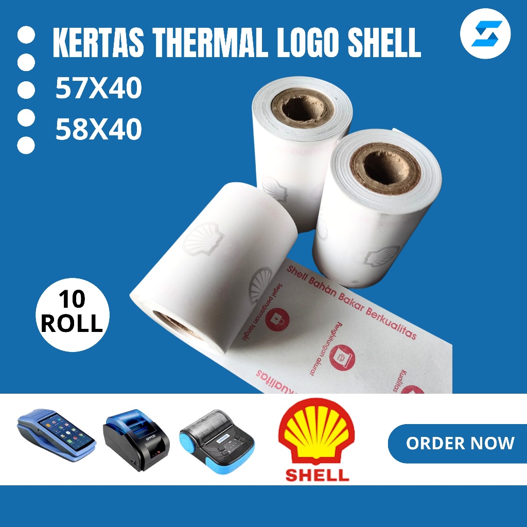 

KERTAS THERMAL LOGO SHELL 57X40 ISI 10 ROLL