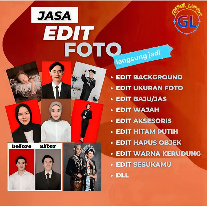 Editing foto/pas foto/edit wajah/edit background/edit kemeja/edit jas