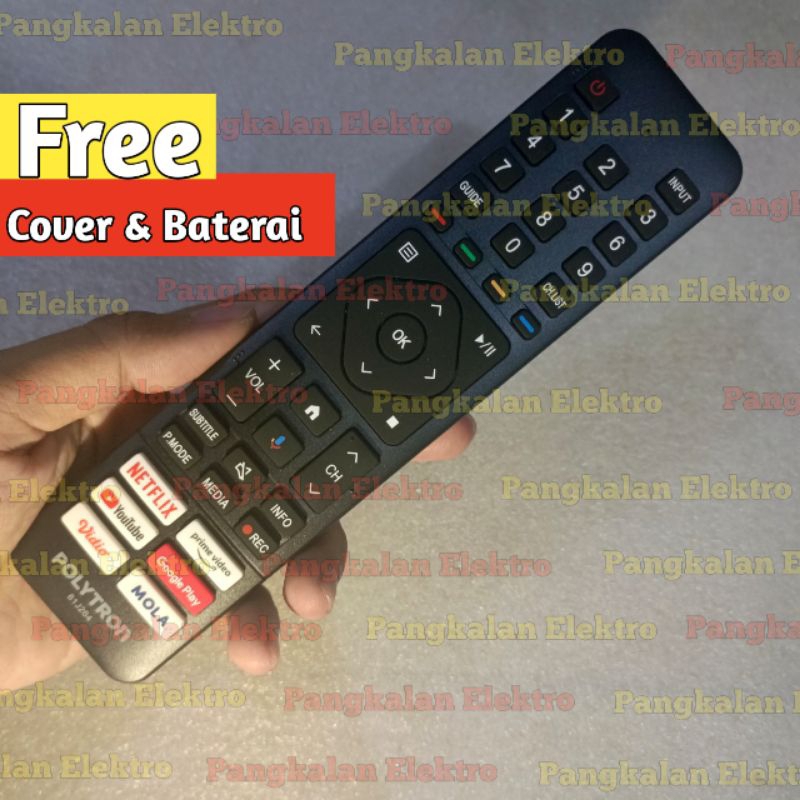 REMOTE TV POLYTRON ANDROID ORI 81J264 ASLI ORIGINAL FREE COVER FREE BATU BATERAI AAA