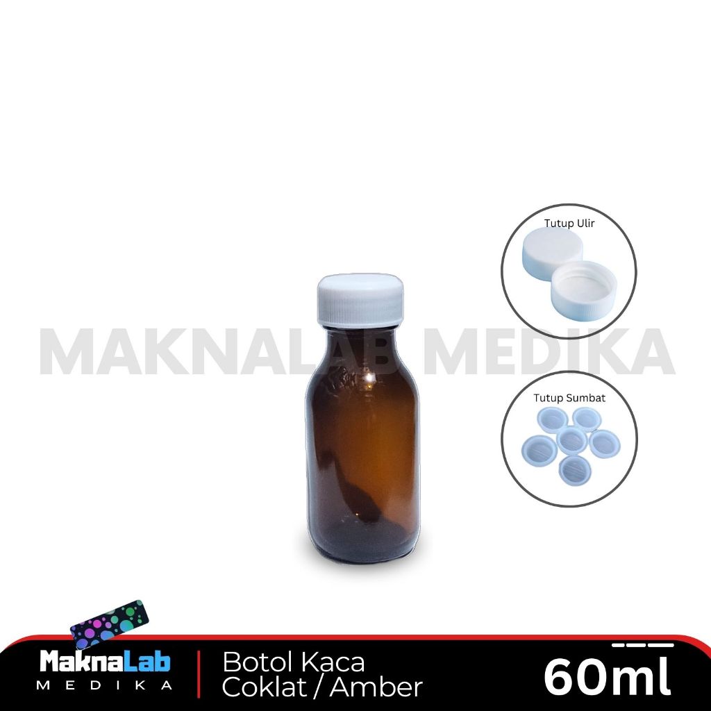 Botol Kaca Coklat 60 ml l Botol 60ml l Botol Amber 60ml - Kaca