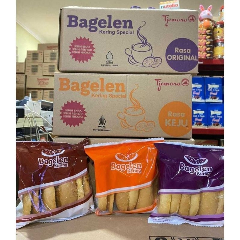 

ROTI BAGELEN TJEMARA 1 dus isi 10pack x 60gr / Roti Kering