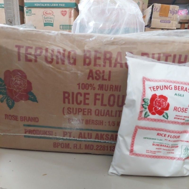 

Tepung beras rose brand 1 dus isi 50 pcs kemasan 200 gram