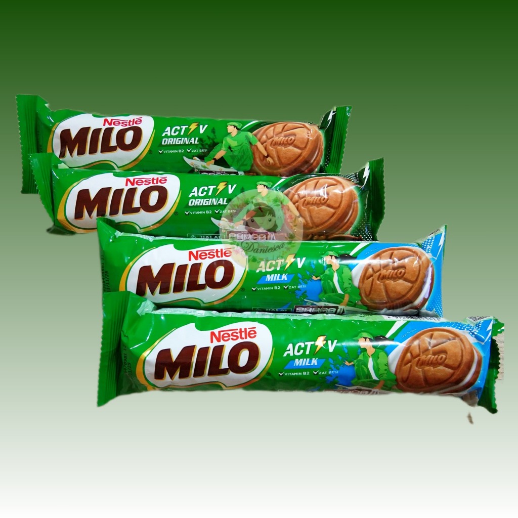 

Nestle Milo Activ Original Biscuit Sandwich Dengan Krim Susu Cokelat Dan Malt 104gr ( SCP )