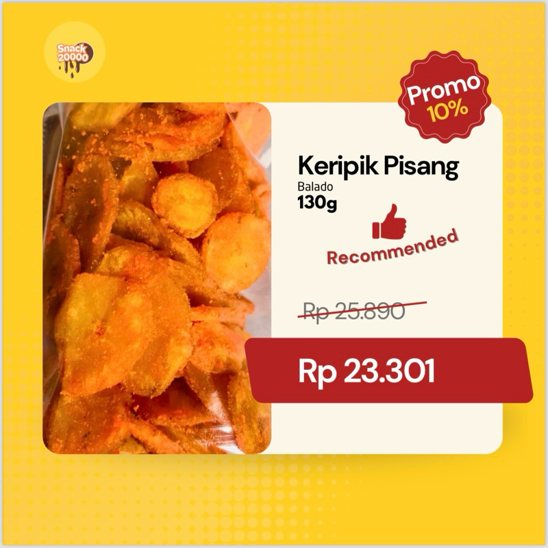 

Keripik Pisang Balado 130g Renyah Bumbu Tabur Premium (FREE PACKING BUBLE DAN KARDUS PENGAMAN)