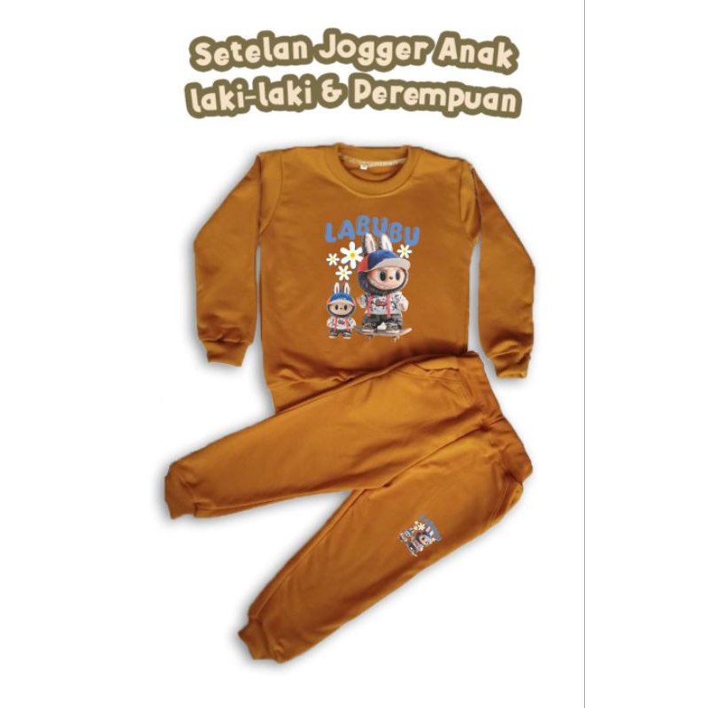 Setelan Jogger Anak karakter Labubu skateboard Laki-Laki & Perempuan