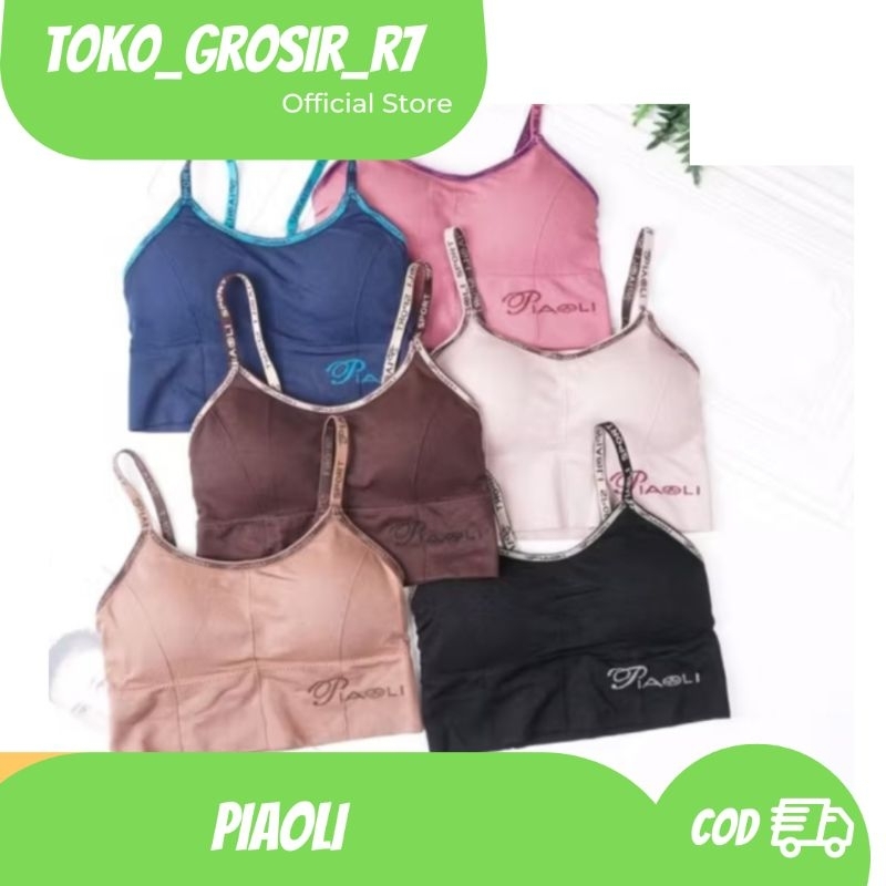 Sport Bra premium piaoli bra push up wanita tanpa kawat elastis