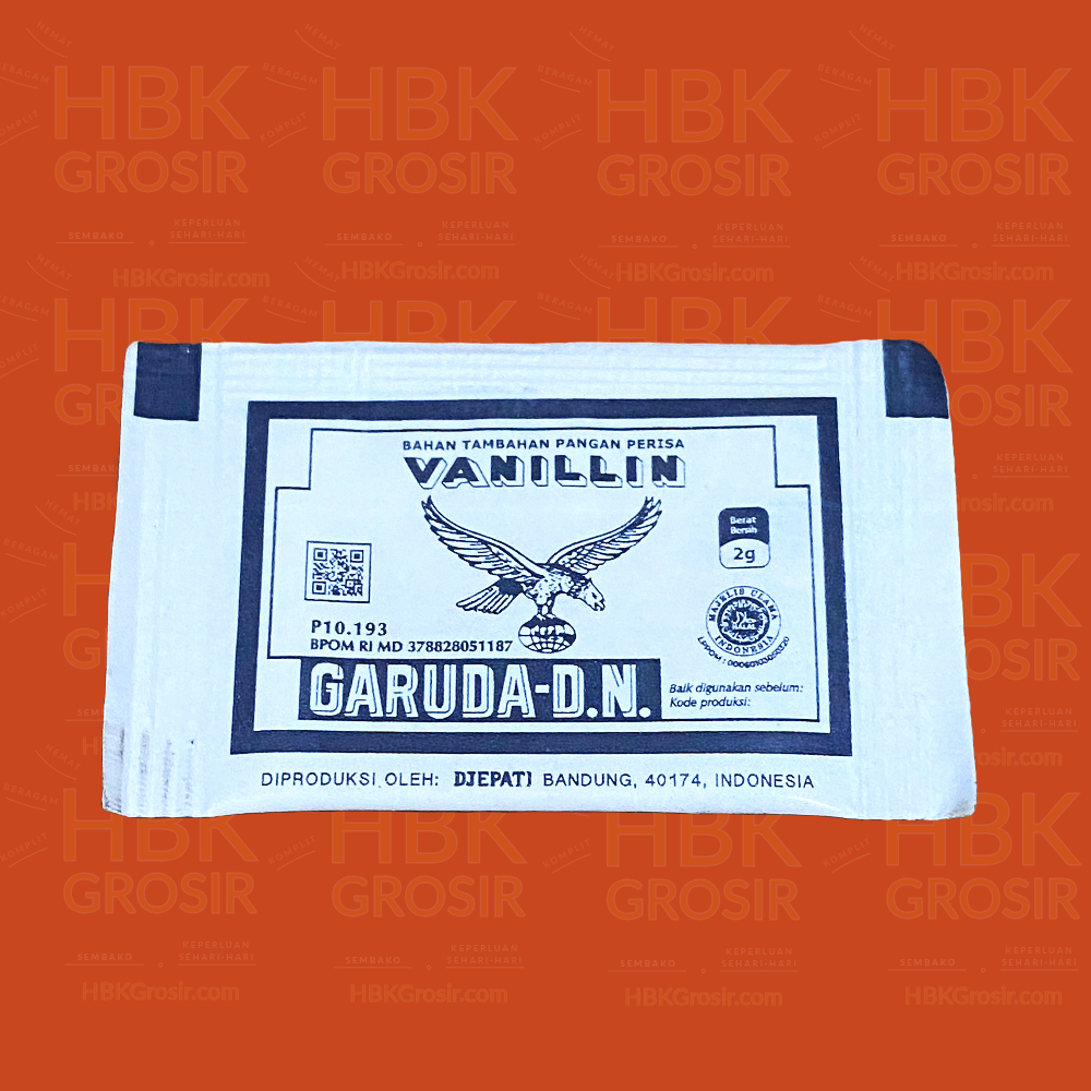 

Perisa Vanillan Vanillin Cap Garuda DN Kemasan Saset 2GR [HBK GROSIR - Hemat Beragam Komplit]