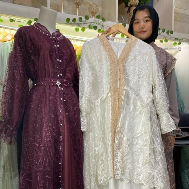 RB1 Yuna Busana Gamis Outer Brukat Dress Premium Kondangan