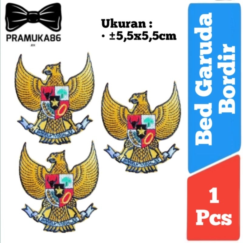 Badge Bentuk Garuda Pancasila Bordir / Bed Patch Bordir Garuda Bijian