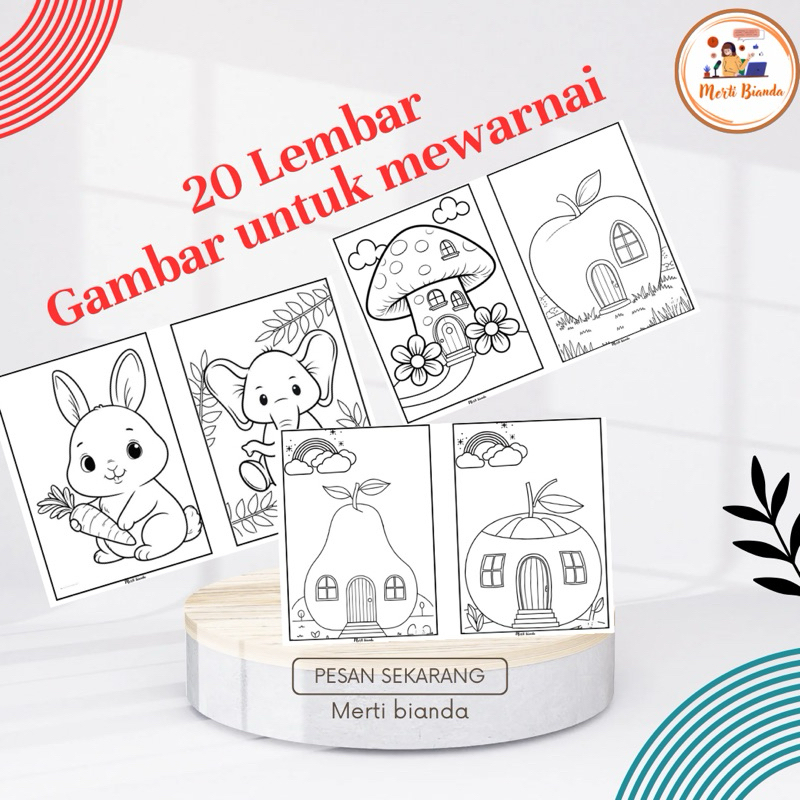 

20 lembar kertas mewarnai anak / kertas bergambar