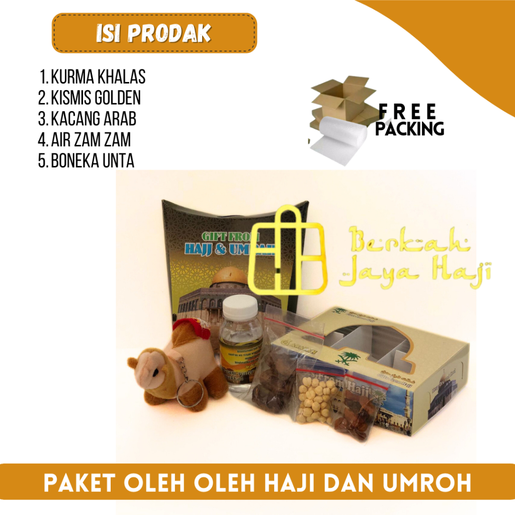 

Paket Hemat oleh oleh haji dan umroh Pahe + Ganci boneka unta