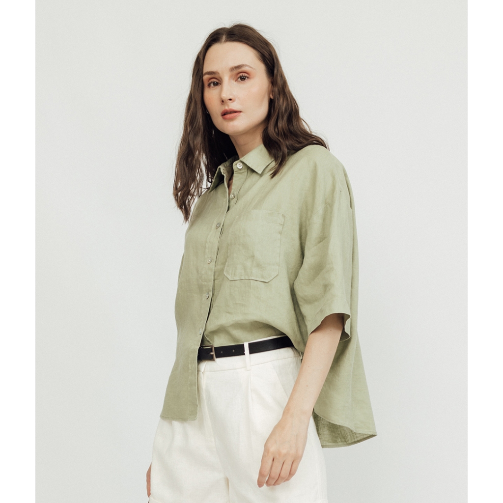 HERELL - CALIE relaxed Q/S linen shirt