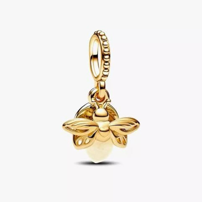 pandora glow-in-the-dark firefly charm - gold