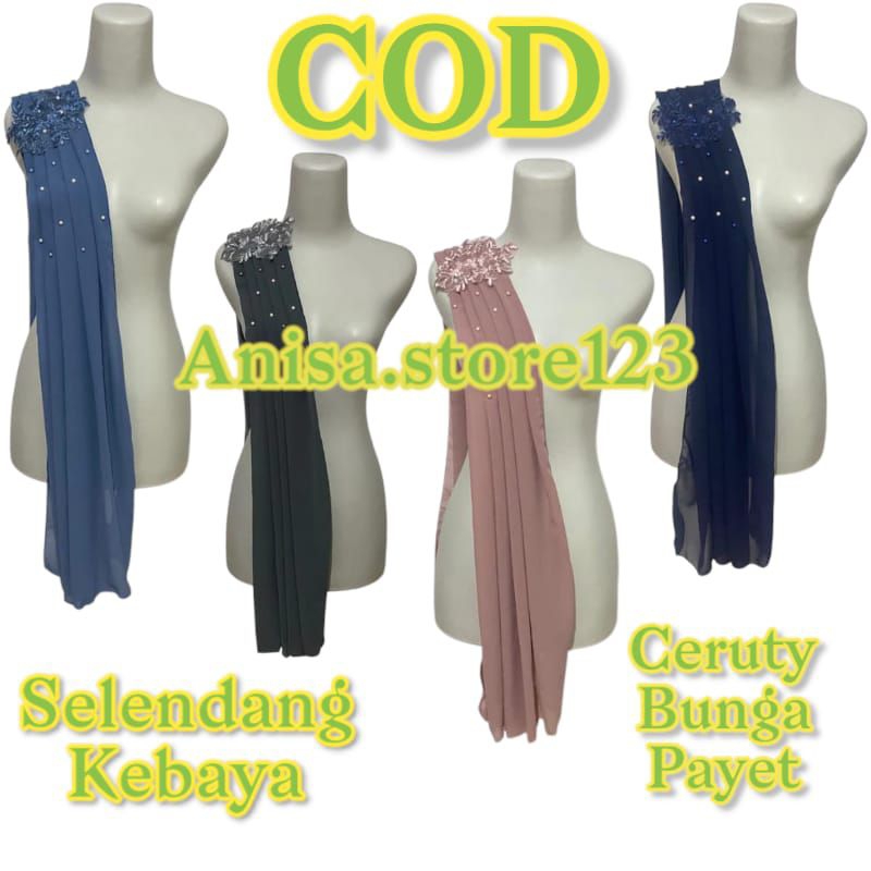 (COD)Selendang Kebaya Kain Ceruty/ Selendang Kebaya Payet