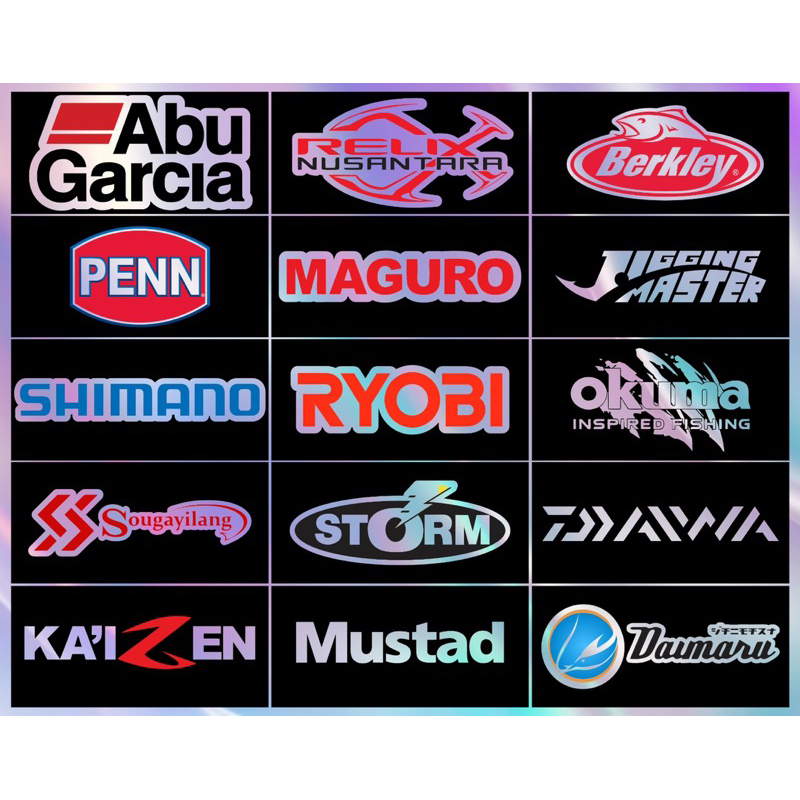 

Stiker Pancing Hologram Tackle Box Lure Logo Brand Mancing Harga Grosir Murah isi 15pcs