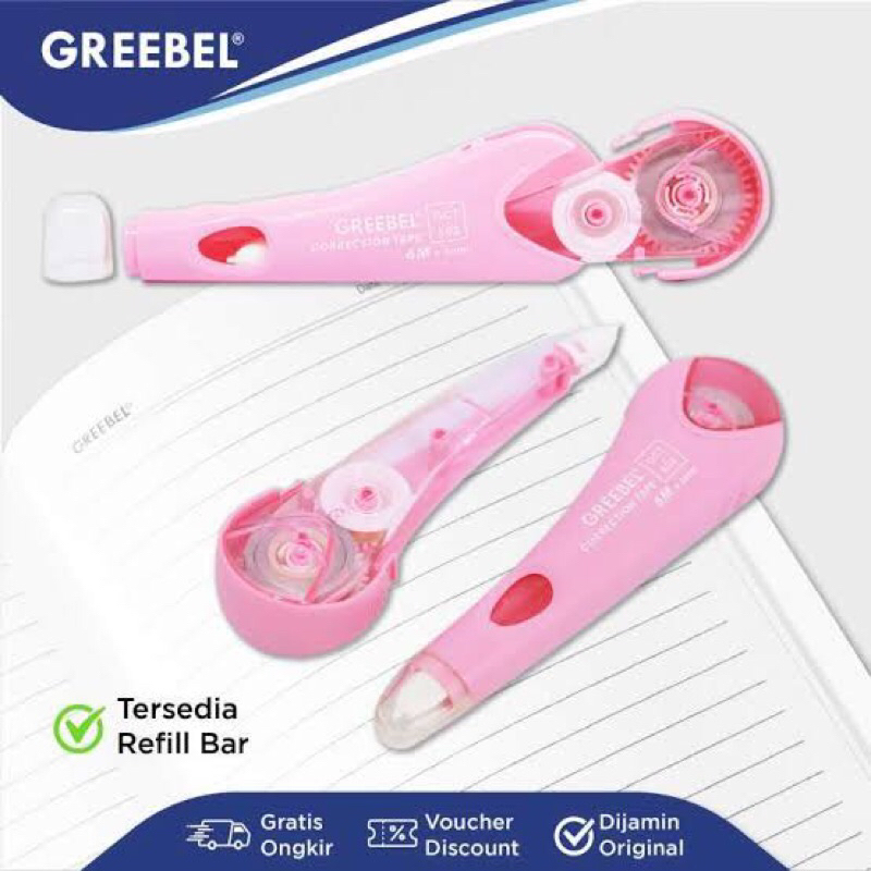 

CORRECTION TAPE GREEBEL GCT 603 | 6M x 5mm | TIPE-EX KERTAS 2 IN 1 | PENGHAPUS PENA | PITA KOREKSI