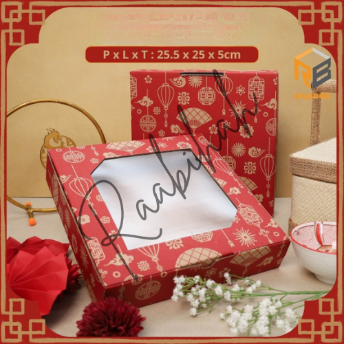 

10 Pcs Kardus Die Cut Cake Box Kotak Kue Merah Imlek size 25.5 x 25 x 5 cm