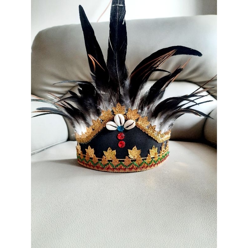 Mahkota Bulu Adat Dayak & Papua♡ Bisa untuk Anak & Dewasa { Bulu Premium }
