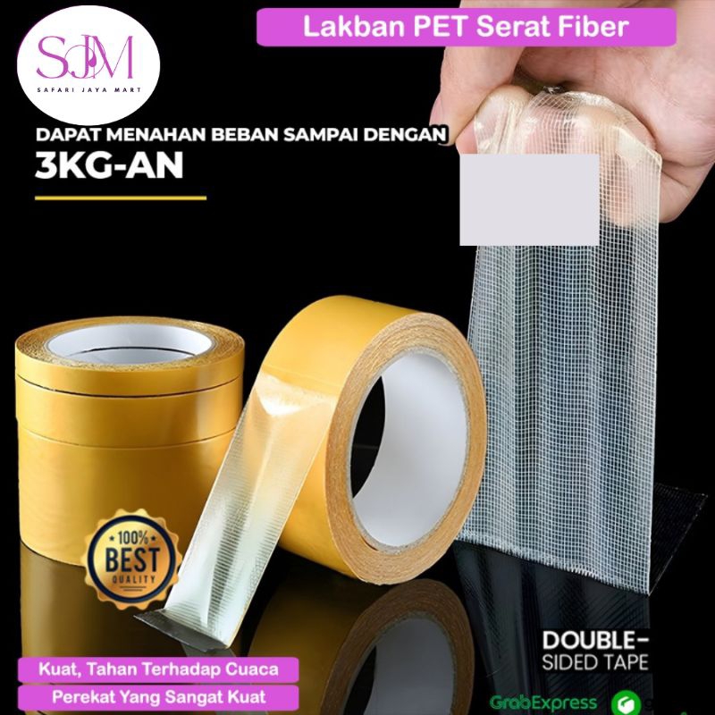 

Double Tape Kain Dua Sisi Super Kuat Lem Selotip Kuning 2 Sided Serbaguna Tape Serat Fiber Lakban Perekat Double Tip Waterproof