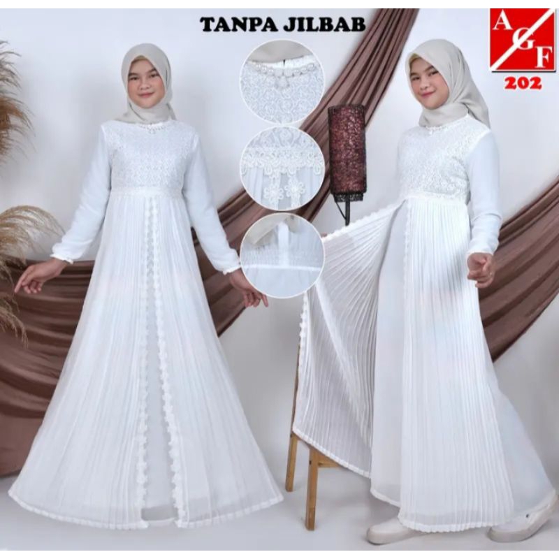 PRELOVED gamis putih / Dress putih Tanpa Jilbab muslimah dewasa remaja