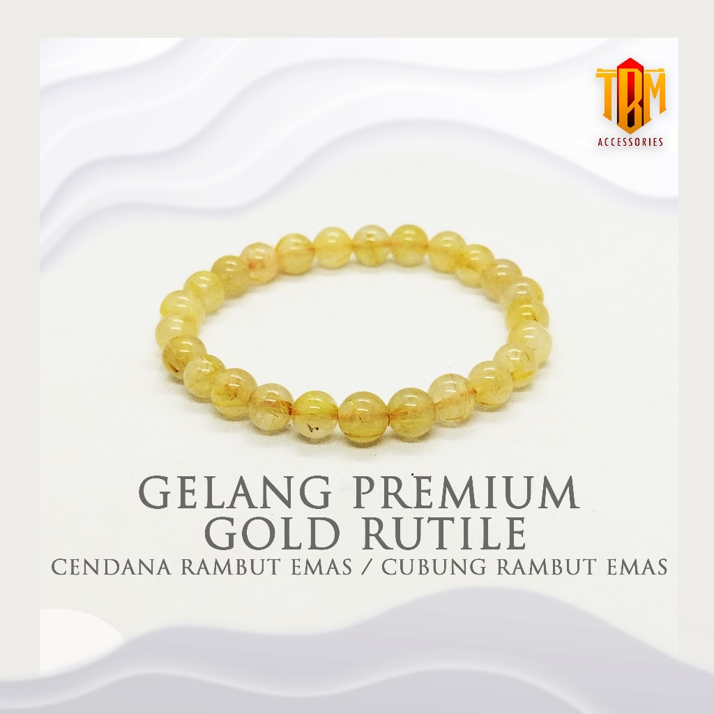 gelang premium gold rutile/cendana rambut emas/ cubung rambut mas