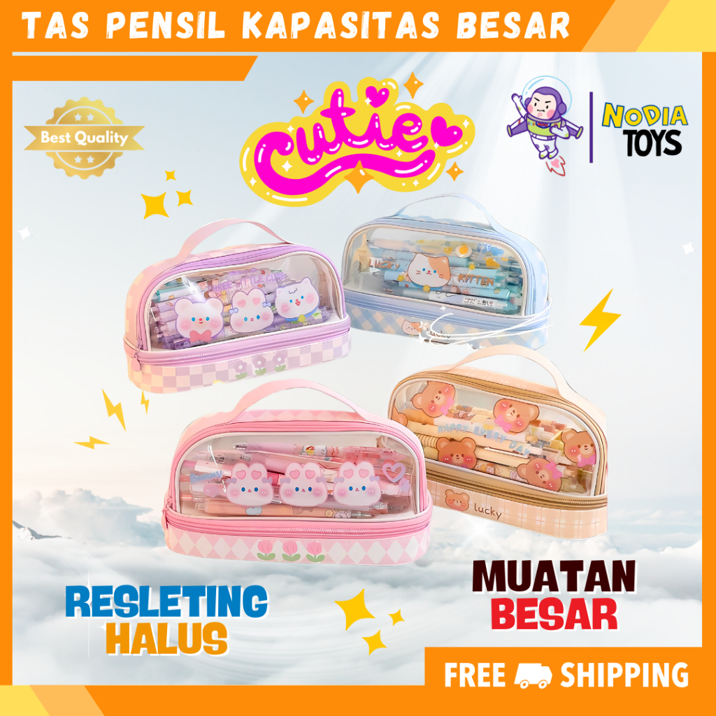 

Nodia Toys Kotak Pensil / Tas Pensil Dua Lapis / Tas Makeup / Pencil Case Kapasitas Besar / Tempat Pensil Bening / Aesthetic Anak Pencil Cases / Tas Penyimpanan Transparan Warna / Tas Penyimpanan Serbaguna Dengan Zipper/Tas Alat Tulis PVC Transparan SisWA