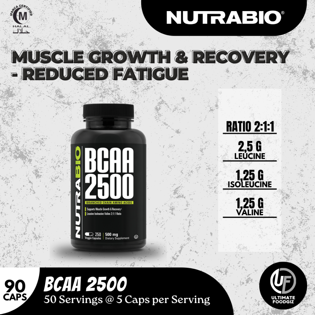 BCAA 2500 250 CAPS NUTRABIO BCAA KAPSUL SUPLEMEN RECOVERY BCAA AMINO ACID BCAA NUTRABIO BCAA IMPORT 
