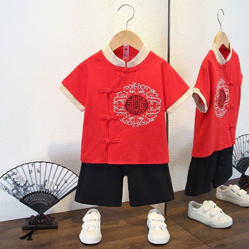 Setelan Baju Imlek Anak Rich Pattern LKB-23141-P / Baju Imlek Anak Laki-Laki / Baju Hanfu Anak Laki-