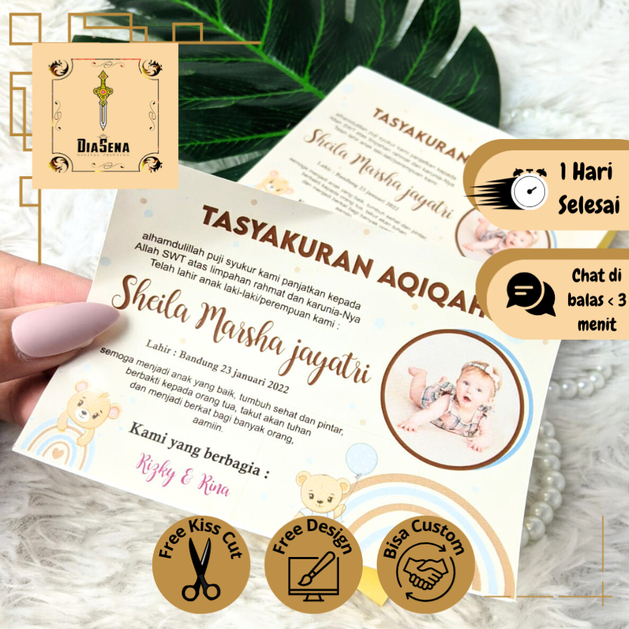 

Stiker Label Tasyakuran Aqiqah Custom Sticker Nama Bayi Ucapan Kelahiran Akikah Diasena