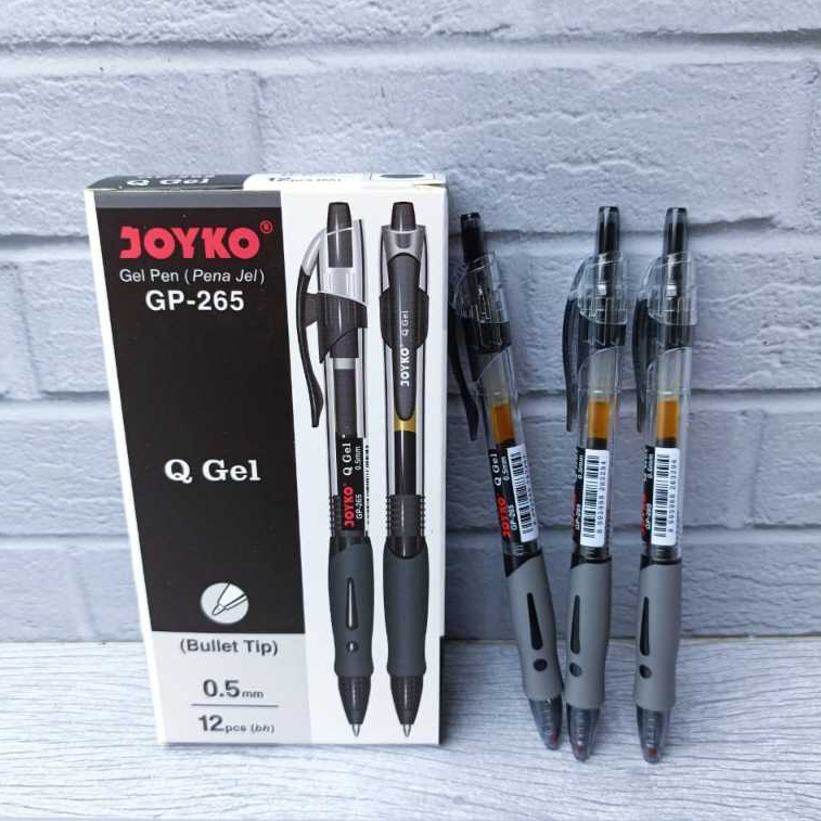 

12 PCS Pen Pulpen Gel Cetek Q-Gel Joyko GP-265 Hitam