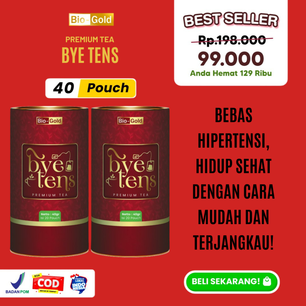 

Teh ByeTens Bio Gold Tea Premium Bye Tens 2 Kaleng Solusi Herbal untuk Tekanan Darah Tinggi Original