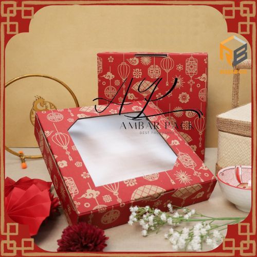 

(10 pcs) kardus die cut tutup jendela mika dus pudding box toples kue kering 250gr isi 4 hantaran imlek sincia chinese new year cny