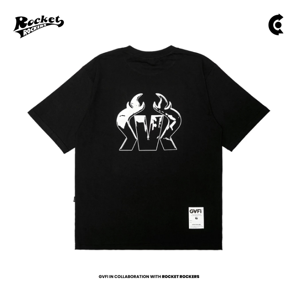 [COD] GVFI X Rocket Rockers T-Shirt Chrome Black I Kaos Pria/Wanita I Premium Cotton 24s Kaos Pria O