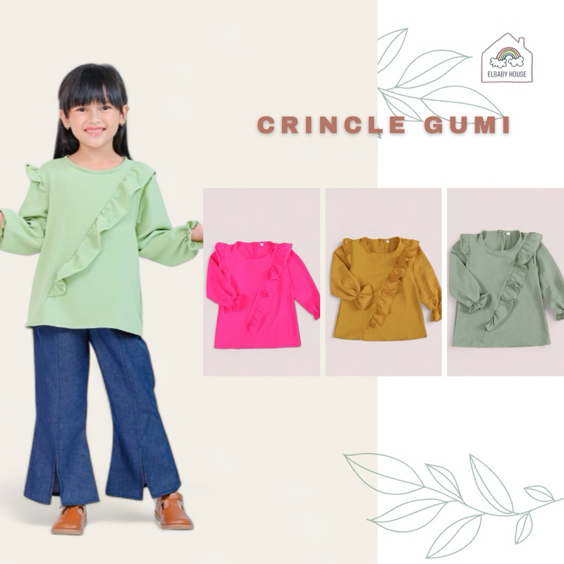 ElbabyHouse - Blouse Crinkle Lengan Panjang Gumi Anak Perempuan