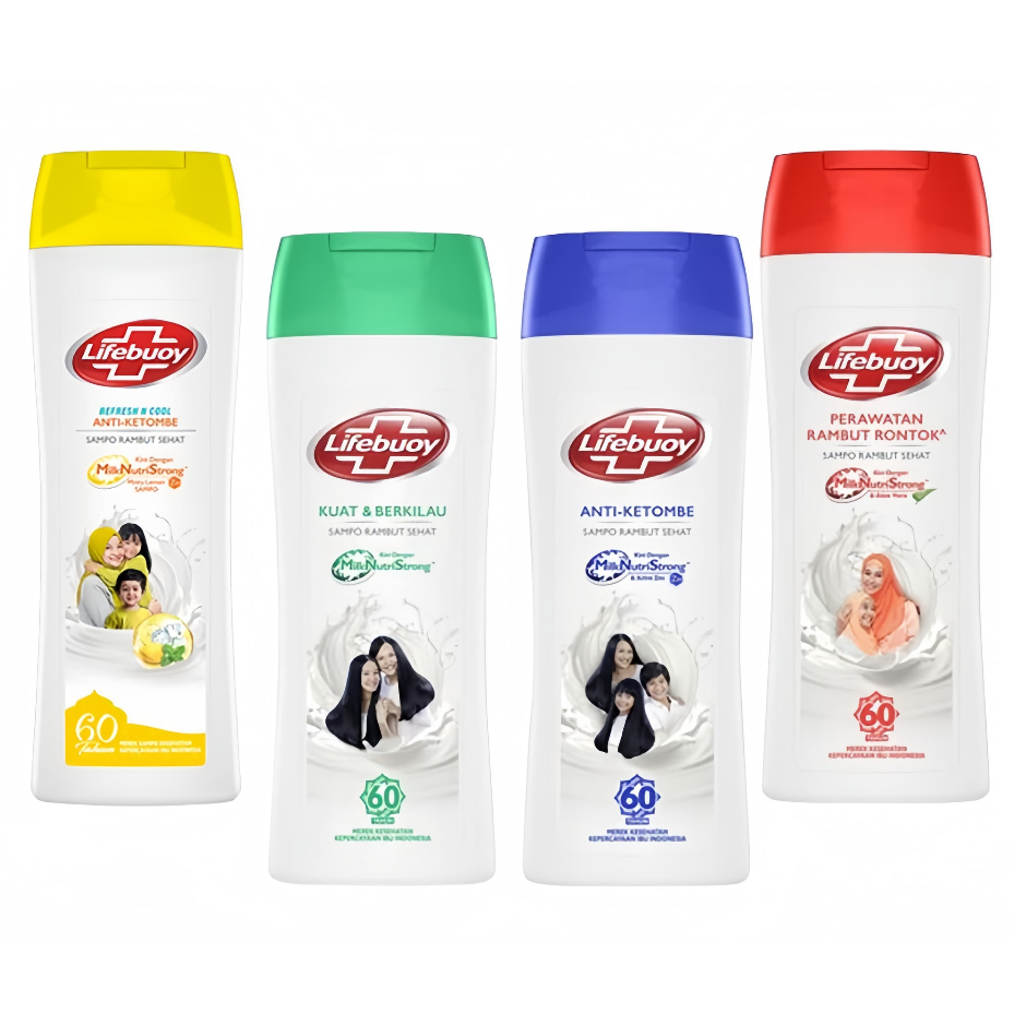 LIFEBUOY Shampoo 70 ml & 170 ml & 340 ml Merah ( Perawatan Rambut Rontok ) / Biru ( Anti Ketombe ) /