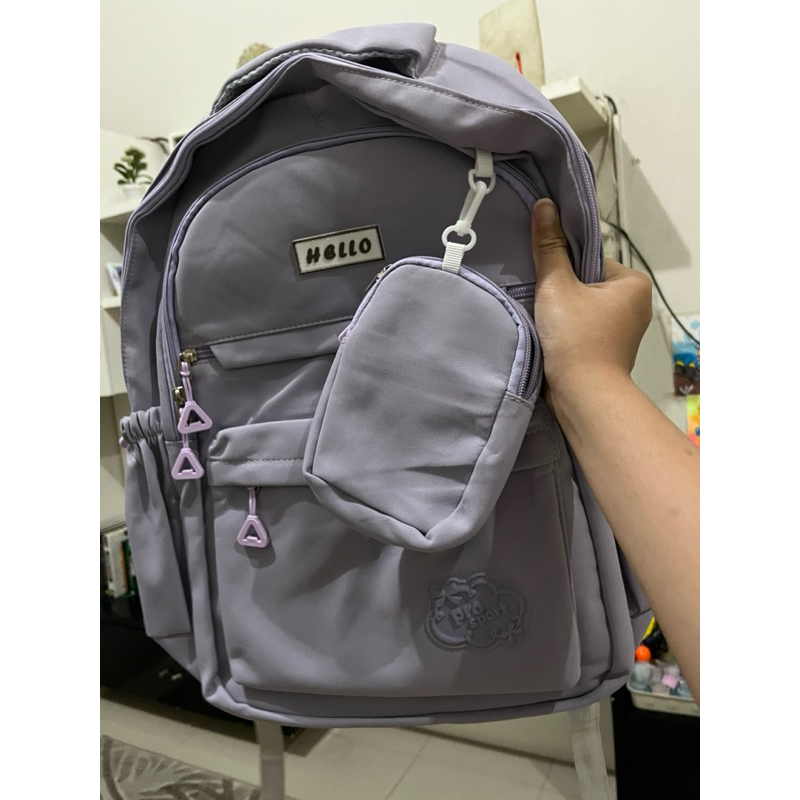 Tas ungu hello| backpack tas sekolah |baru