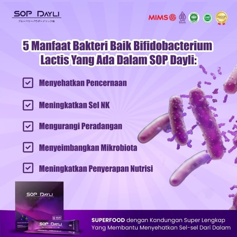 

Ay00! SOP Dayli OFFICIAL 15 sachet @ 15 gram (Minuman Kesehatan Regenerasi Sel)
