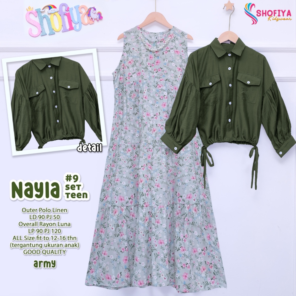 Nayla Set Teen Shofiya Kids Setelan Anak wanita Inner outer Bahan Polo linen & Rayon Luna Ld 90 PJ 1