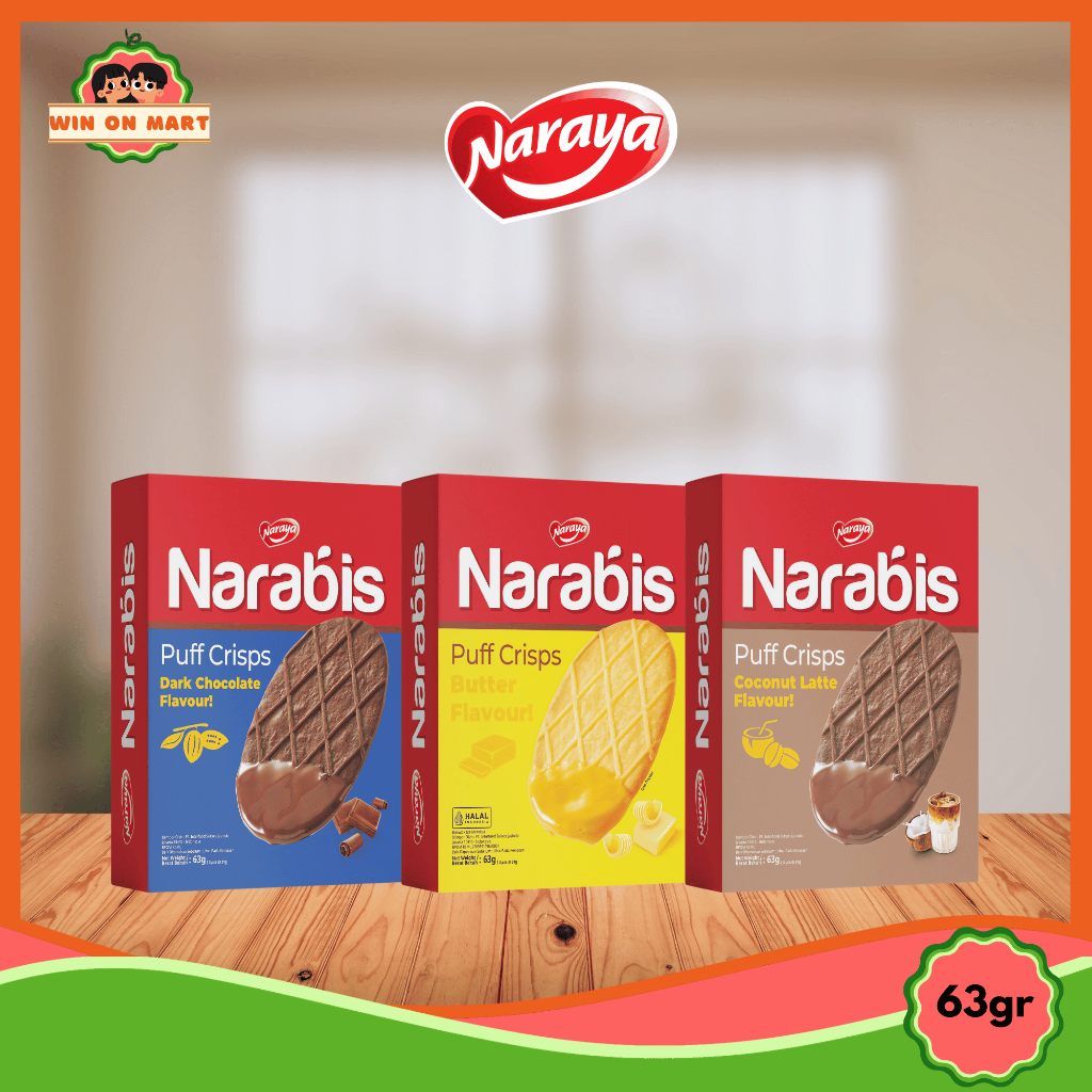 

Biskuit | Naraya Narabis Puff Crips 63gr | Butter | Coconut Latte | Dark Chocolate