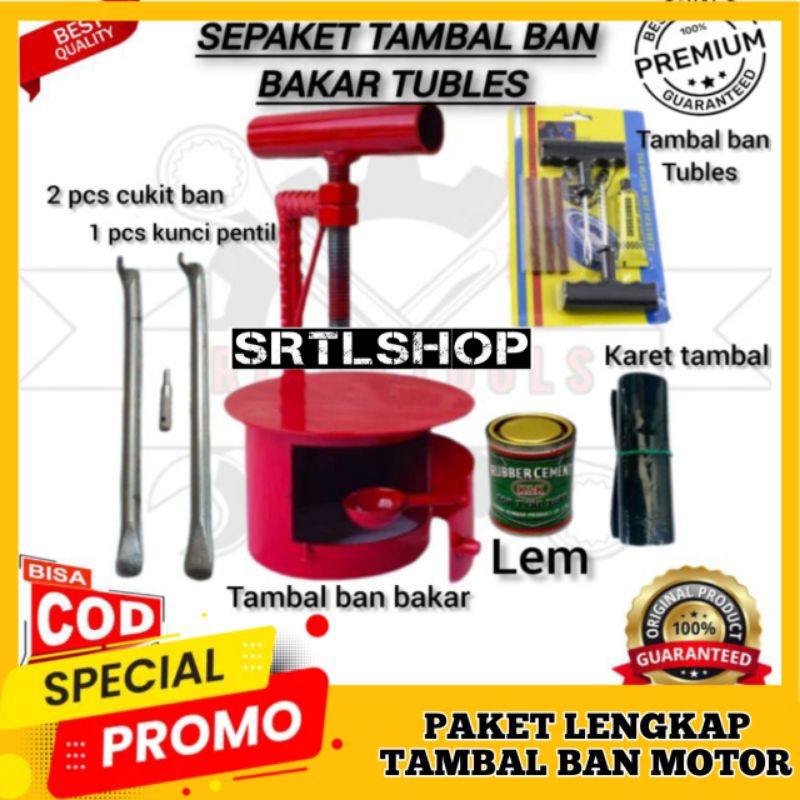 sepaket tambal ban motor tambal ban bakar tambal ban tubles tubless tempel ban motor