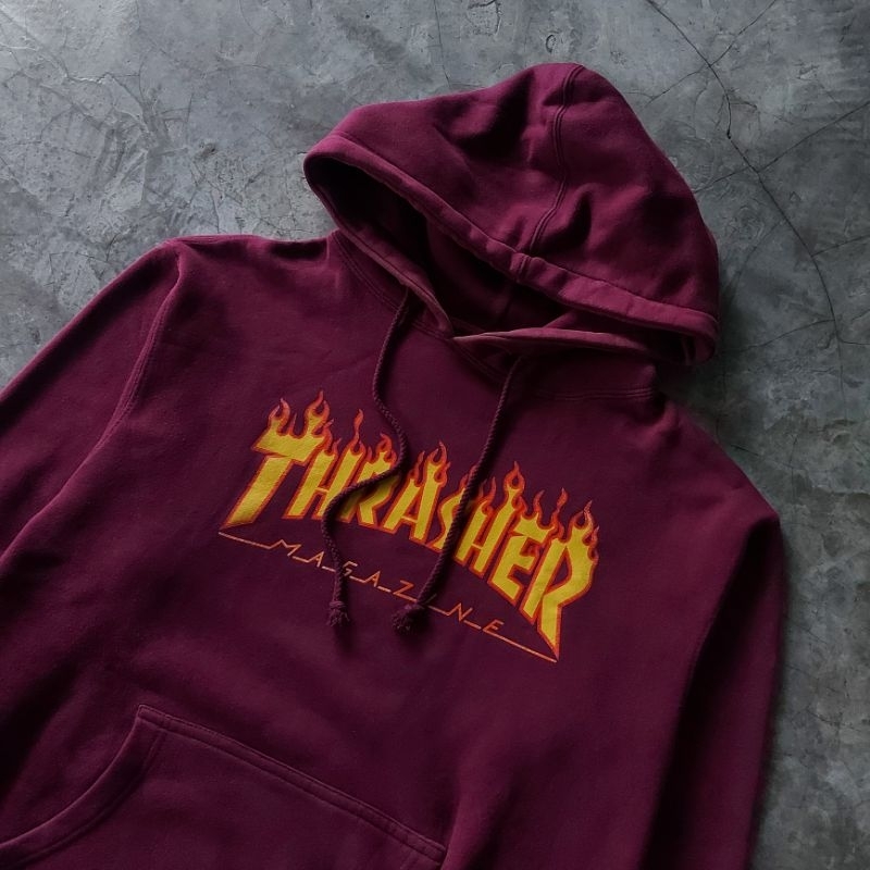 hoodie thrasher flame maroon