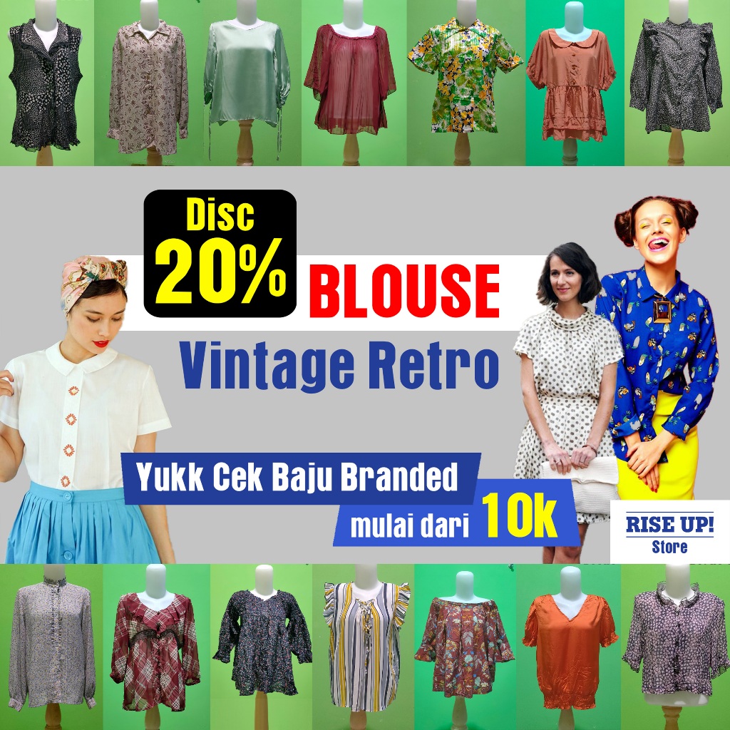 Blouse Baju Wanita Retro Vintage Brand Original 1