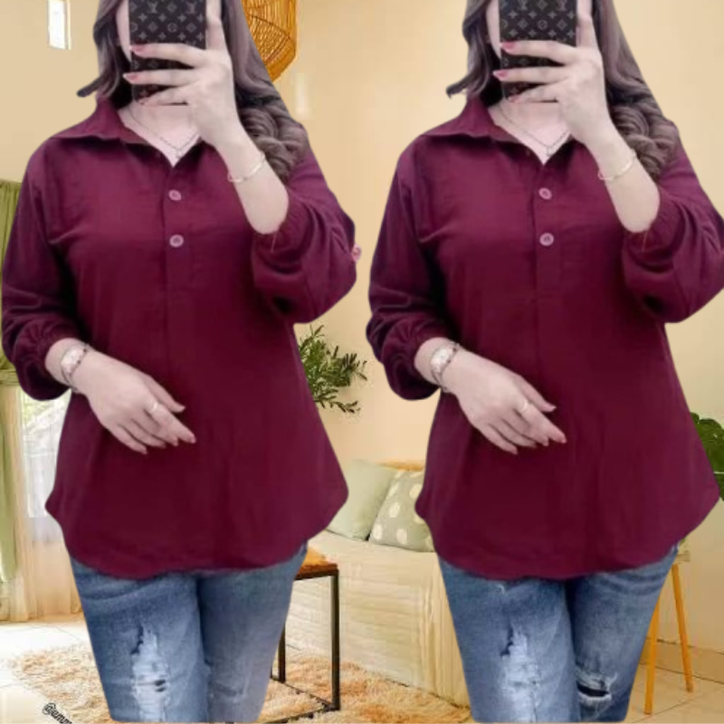 PREMIUM AIRFLOW CRINCLE CRINCLE Shirt Atasan Kemeja Blouse