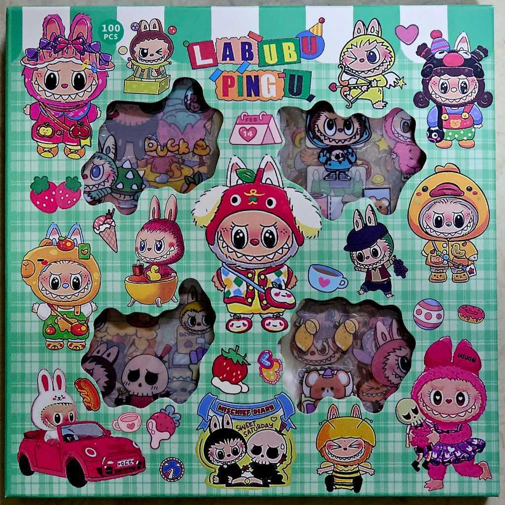 

Sticker Labubu Per Box Sudah Mix 4 warna Isi 100 Pcs/ Lembar Murah