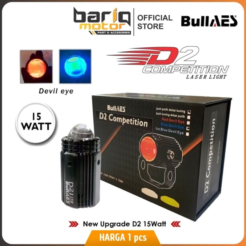 Lampu Tembak Laser D2 Mini Plus- BullAES / 15w Plus Lampu Sorot Foglamp Original Super