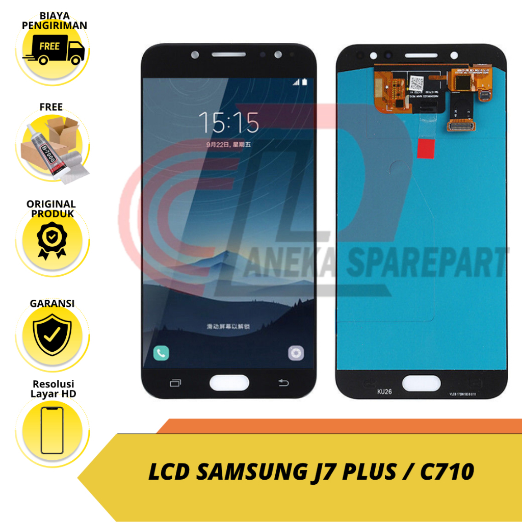 LCD SAMSUNG GALAXY J7 PLUS / C710 OLED ORIGINAL BERGARANSI FREE PACKING