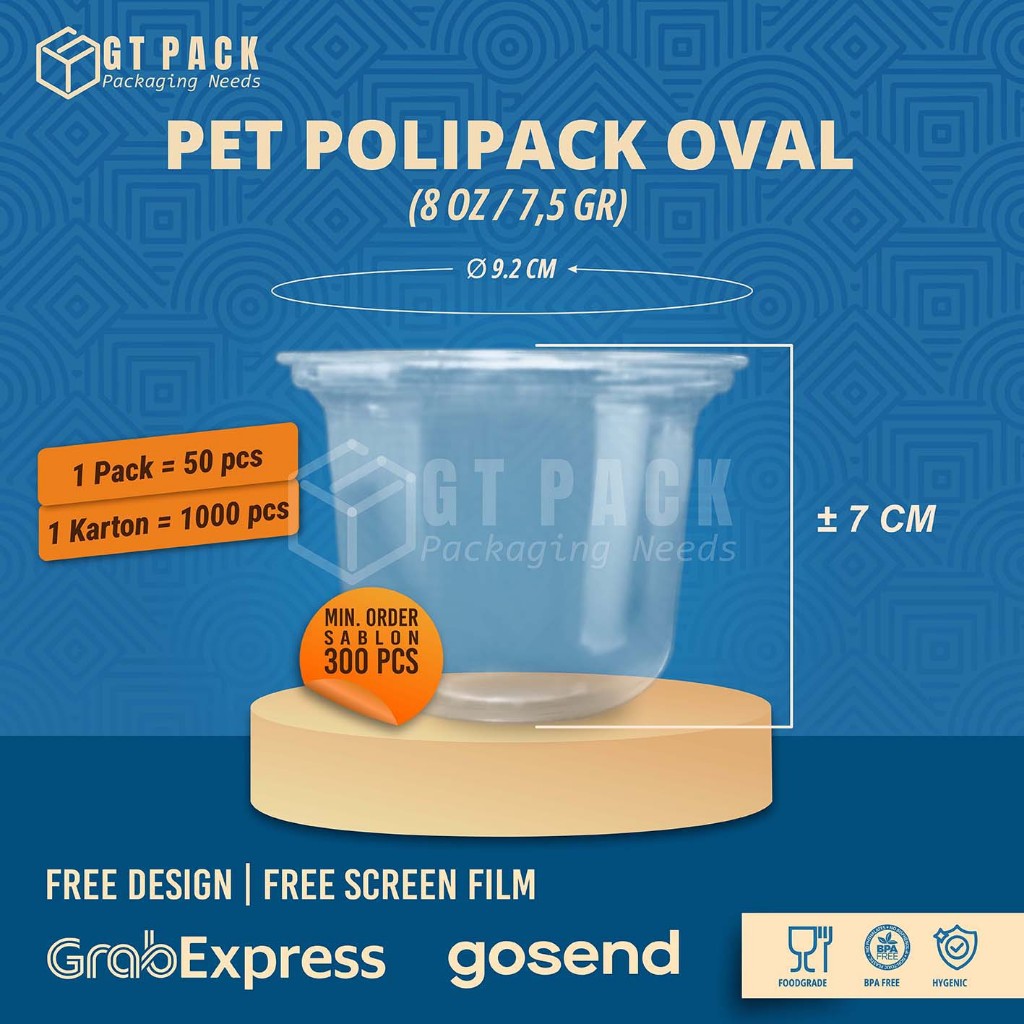 Cup Plastik PET Oval 8 Oz | 8 gram