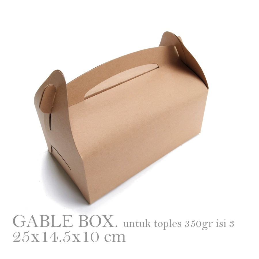 

10 Pcs Gable Box Hampers Kotak Kado Material Kraft 500gr Ukuran 25x14.5x10 cm